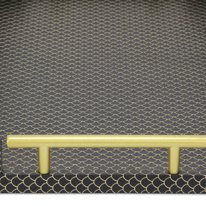 16" Black And Gold Geometric Print Handmade Serving Tray HomeRoots