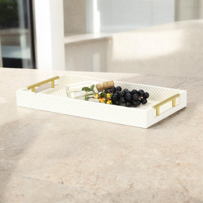 16" Black And Gold Geometric Print Handmade Serving Tray