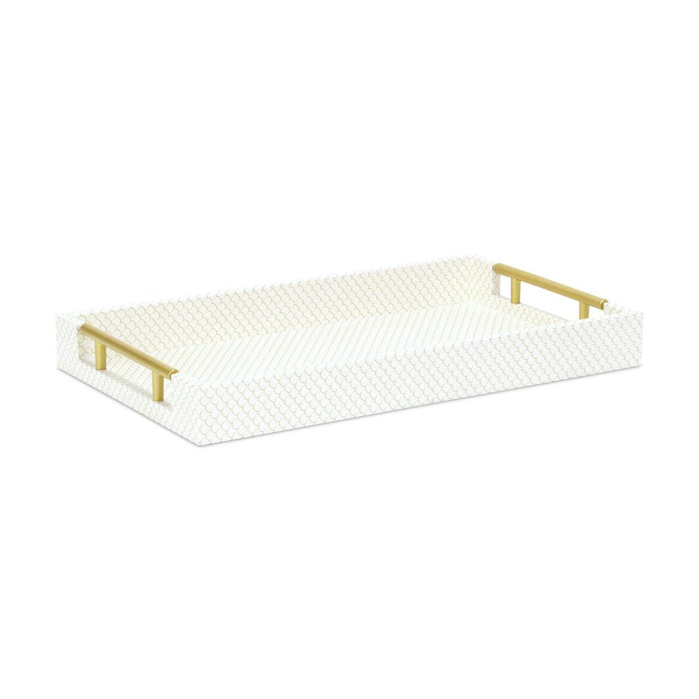 16" Black And Gold Geometric Print Handmade Serving Tray