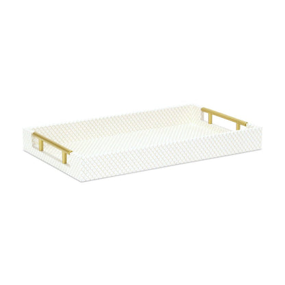 16" Black And Gold Geometric Print Handmade Serving Tray
