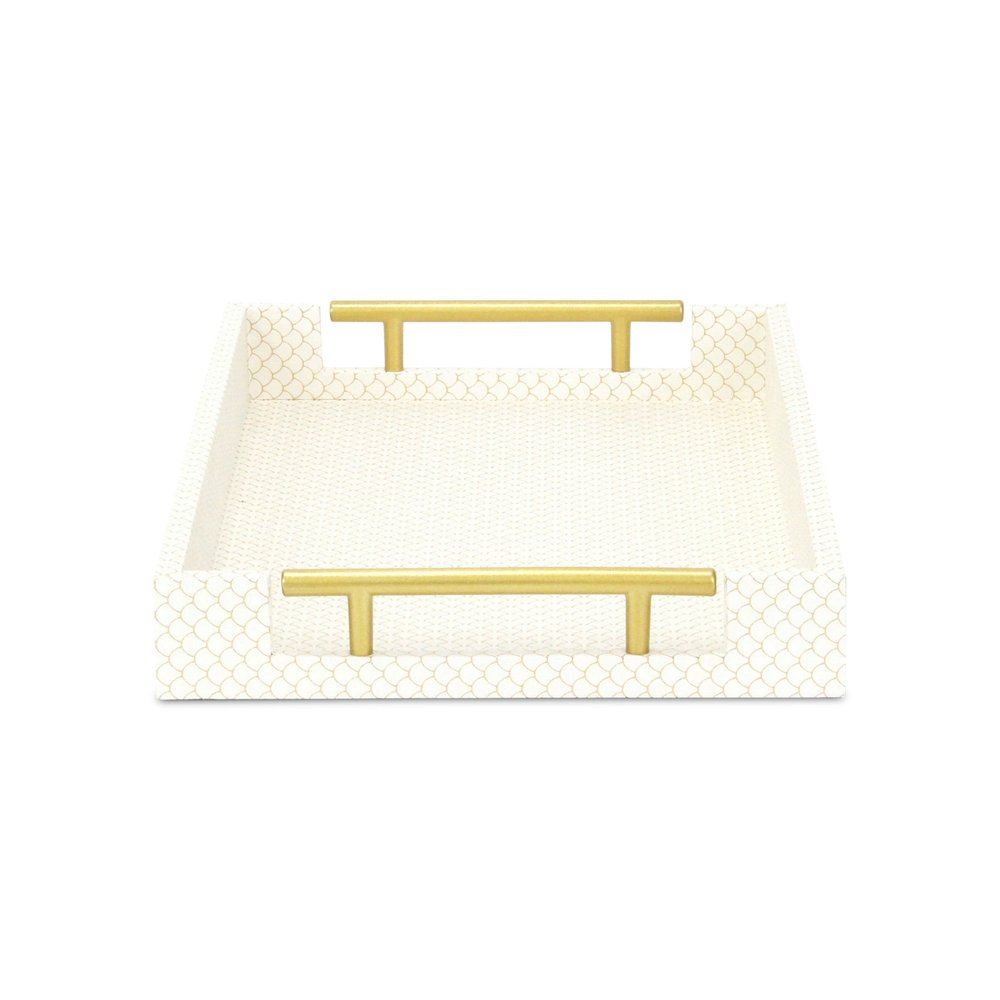 16" Black And Gold Geometric Print Handmade Serving Tray — view 15