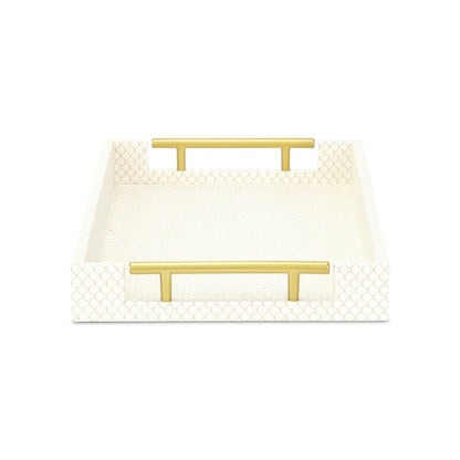 16" Black And Gold Geometric Print Handmade Serving Tray HomeRoots