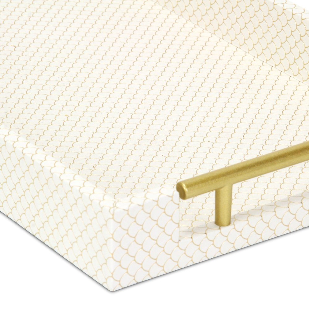 16" Black And Gold Geometric Print Handmade Serving Tray — view 17