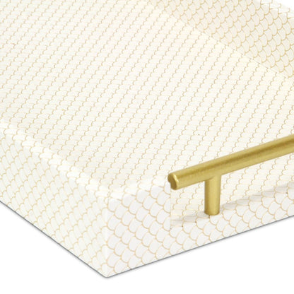 16" Black And Gold Geometric Print Handmade Serving Tray HomeRoots