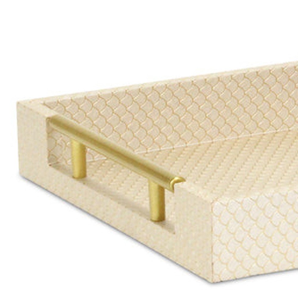 16" Black And Gold Geometric Print Handmade Serving Tray — view 28