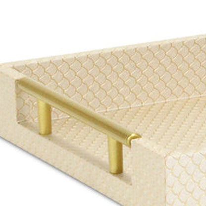 16" Black And Gold Geometric Print Handmade Serving Tray HomeRoots