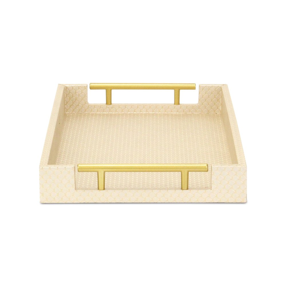 16" Black And Gold Geometric Print Handmade Serving Tray — view 25