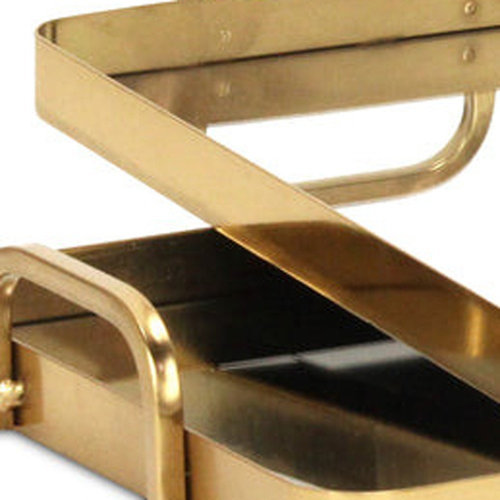 Set of Two Gold And Mirrored Glass Handmade Serving Trays HomeRoots