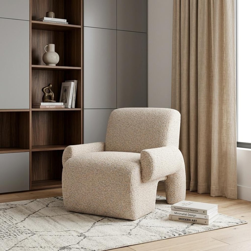 32" Beige Upholstered Arm Chair HomeRoots