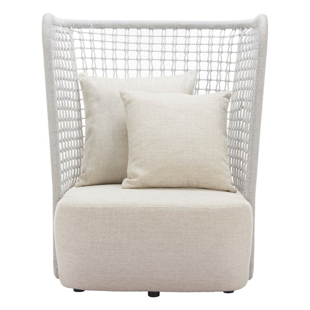 37" Beige and Black Fabric Side Chair HomeRoots