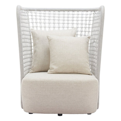 37" Beige and Black Fabric Side Chair HomeRoots