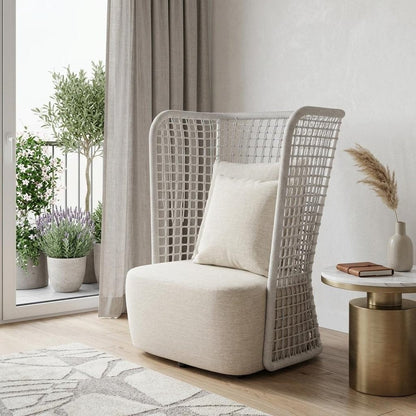 37" Beige and Black Fabric Side Chair HomeRoots