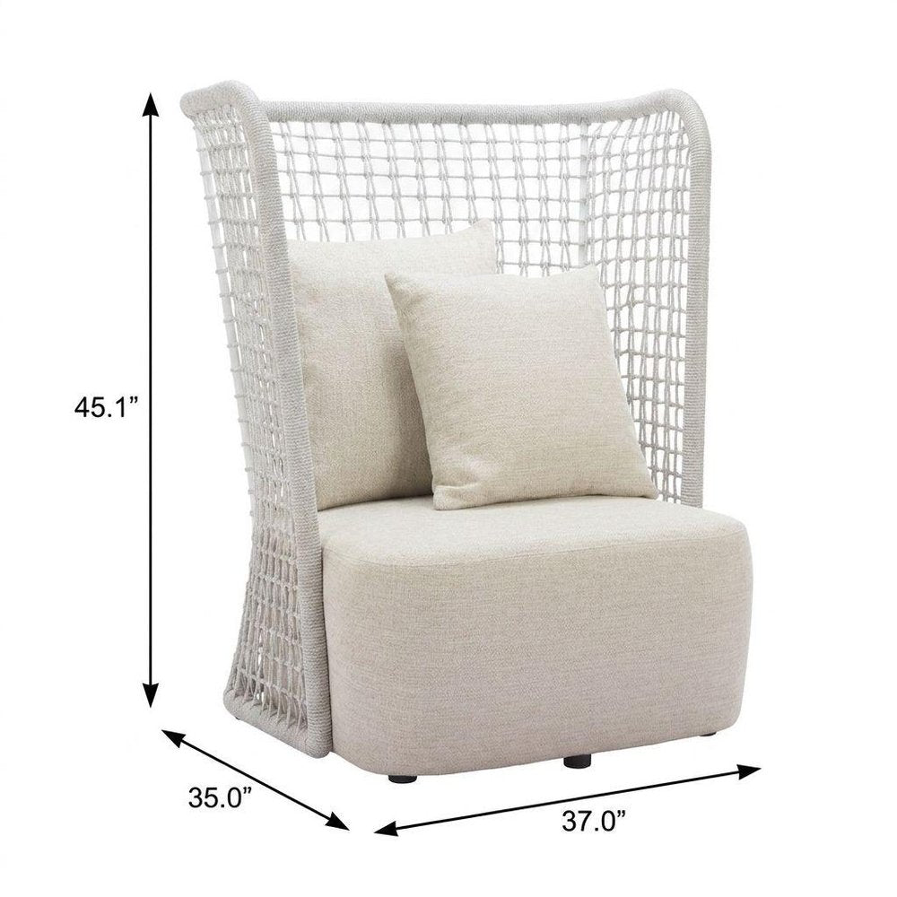 37" Beige and Black Fabric Side Chair HomeRoots