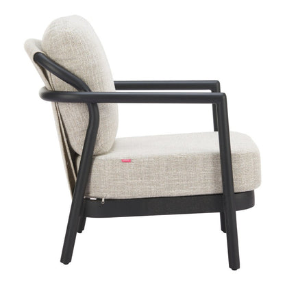 25" Beige and Black Fabric Arm Chair HomeRoots