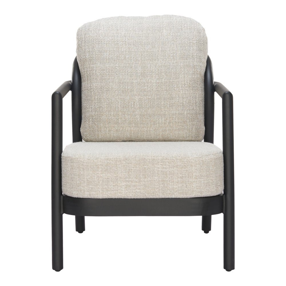 25" Beige and Black Fabric Arm Chair HomeRoots