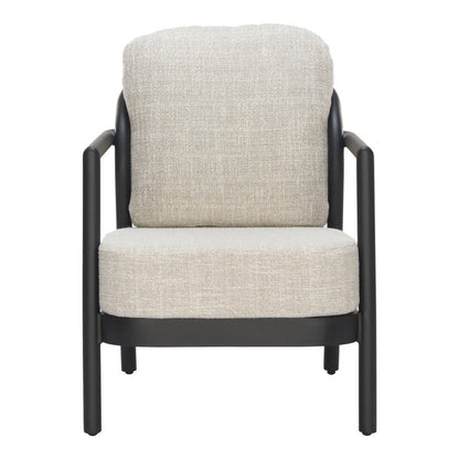 25" Beige and Black Fabric Arm Chair HomeRoots