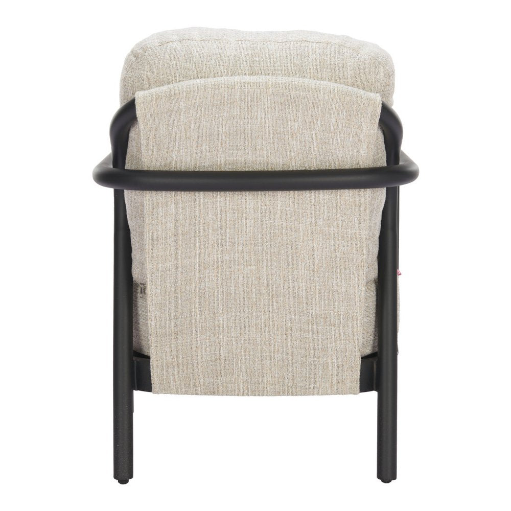 25" Beige and Black Fabric Arm Chair HomeRoots