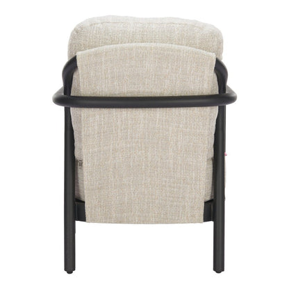 25" Beige and Black Fabric Arm Chair HomeRoots