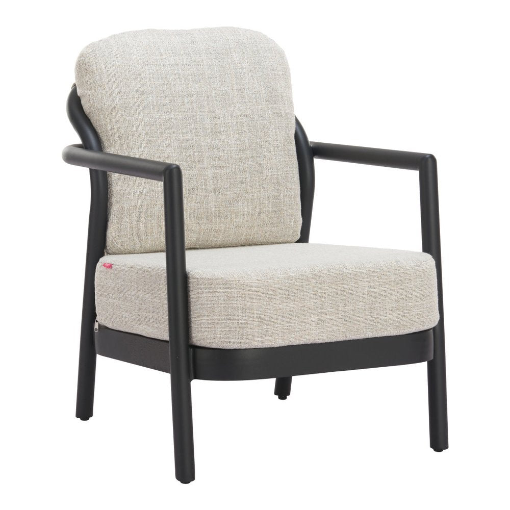25" Beige and Black Fabric Arm Chair HomeRoots