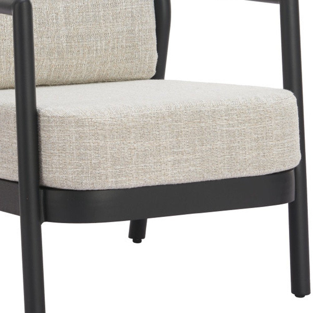 25" Beige and Black Fabric Arm Chair HomeRoots