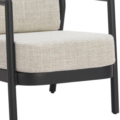 25" Beige and Black Fabric Arm Chair HomeRoots
