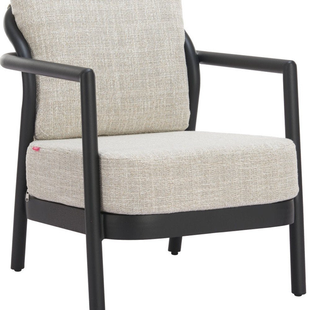 25" Beige and Black Fabric Arm Chair HomeRoots