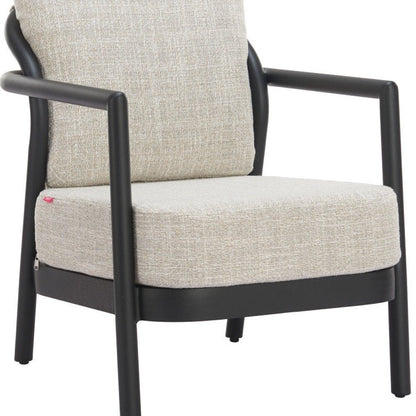 25" Beige and Black Fabric Arm Chair HomeRoots
