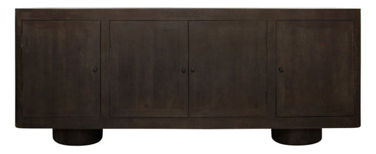 80" Dark Brown Distressed Solid Wood Sideboard With Four Doors