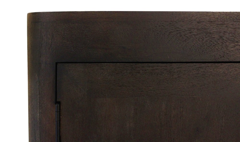 80" Dark Brown Distressed Solid Wood Sideboard Soft Close with Four Doors HomeRoots
