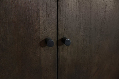 108" Dark Brown Distressed Solid Wood Sideboard Soft Close with Six Doors HomeRoots
