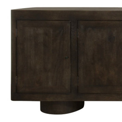 108" Dark Brown Distressed Solid Wood Sideboard Soft Close with Six Doors HomeRoots