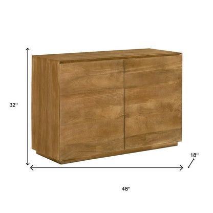48" Tan Solid Wood Sideboard With Two Doors HomeRoots