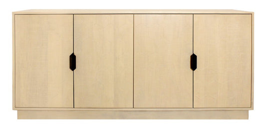 72" Natural Distressed Solid Wood Carved Geometric Sideboard with Four Doors HomeRoots