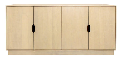 72" Natural Distressed Solid Wood Carved Geometric Sideboard with Four Doors HomeRoots