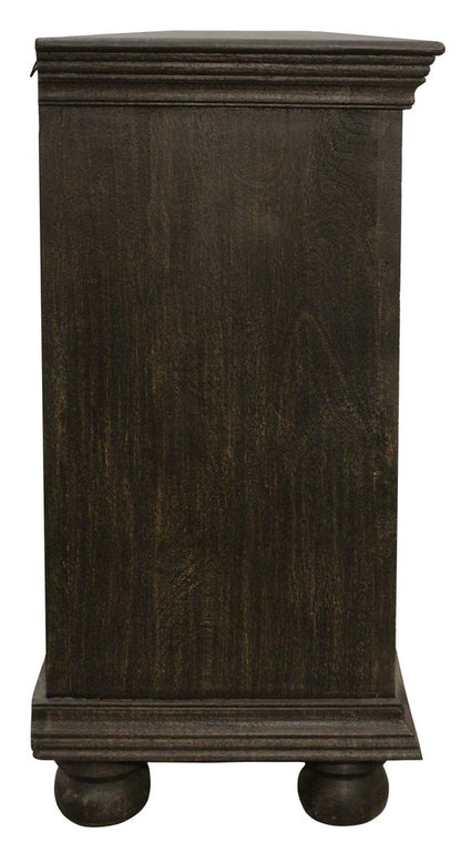 103" Black Distressed Solid Wood Carved Floral Sideboard with Six Doors HomeRoots