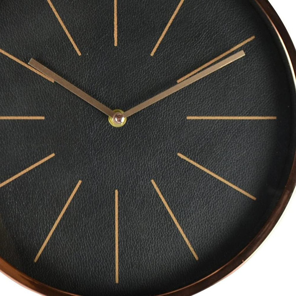 12" Black And Rose Gold Heavy Duty Plastic Silent Analog Round Wall Clock HomeRoots