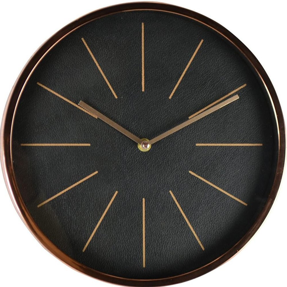 12" Black And Rose Gold Heavy Duty Plastic Silent Analog Round Wall Clock HomeRoots