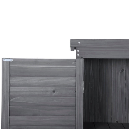 Wooden Garden Shed 3-tier Patio Storage Cabinet Outdoor Organizer Wooden Lockers with Fir Wood (Gray Wood Color -Shutter Design) - FurniFindUSA