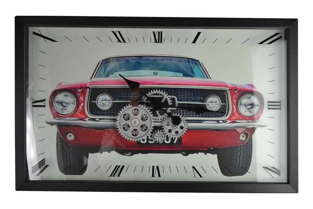 23" Black Red And Silver Metal Silent Analog Exposed Gear Wall Clock HomeRoots