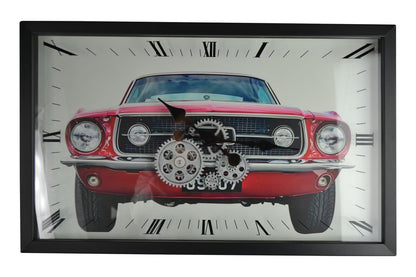 23" Black Red And Silver Metal Silent Analog Exposed Gear Wall Clock HomeRoots