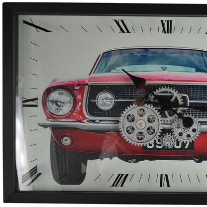 23" Black Red And Silver Metal Silent Analog Exposed Gear Wall Clock HomeRoots