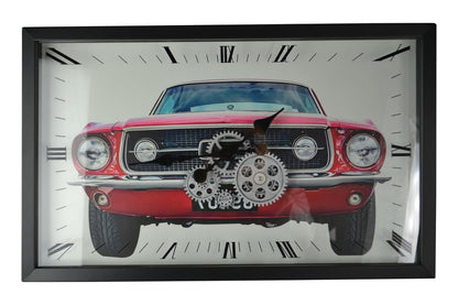 23" Black Red And Silver Metal Silent Analog Exposed Gear Wall Clock HomeRoots