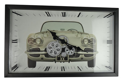 23" Black Silver And White Metal Silent Analog Exposed Gear Wall Clock HomeRoots