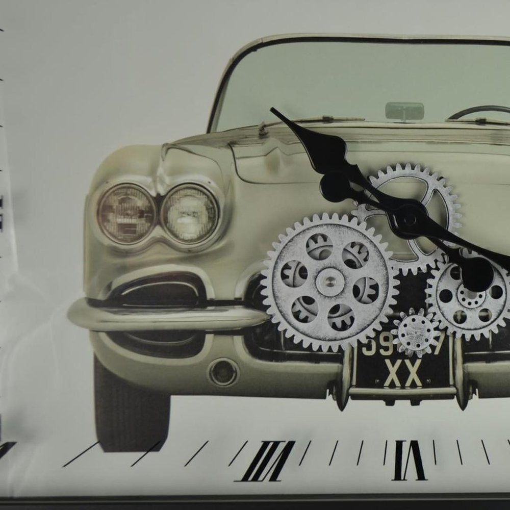 23" Black Silver And White Metal Silent Analog Exposed Gear Wall Clock HomeRoots
