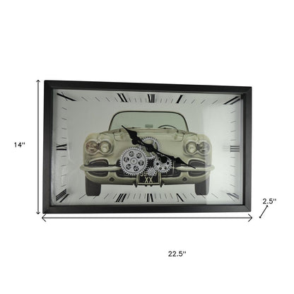 23" Black Silver And White Metal Silent Analog Exposed Gear Wall Clock HomeRoots