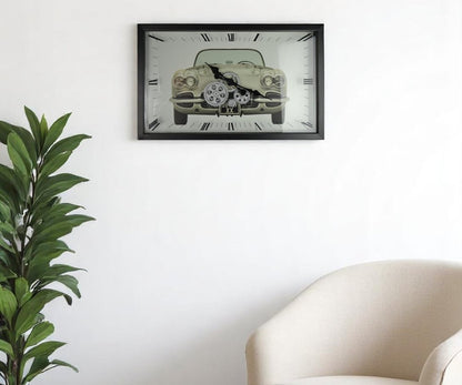 23" Black Silver And White Metal Silent Analog Exposed Gear Wall Clock HomeRoots