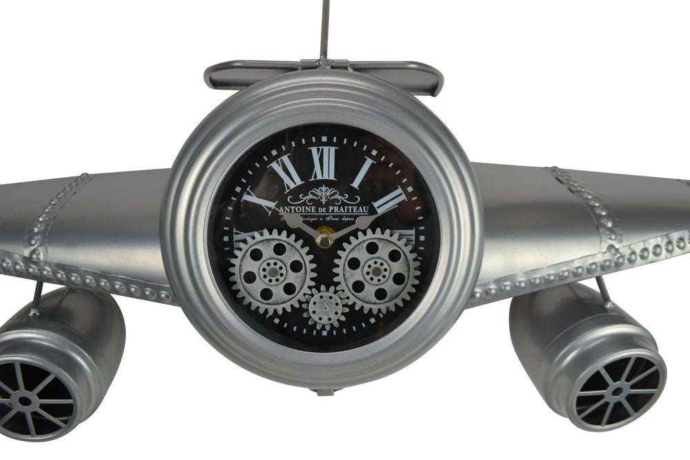 34" Black And Silver Silent Analog Exposed Gear Novelty Wall Clock HomeRoots