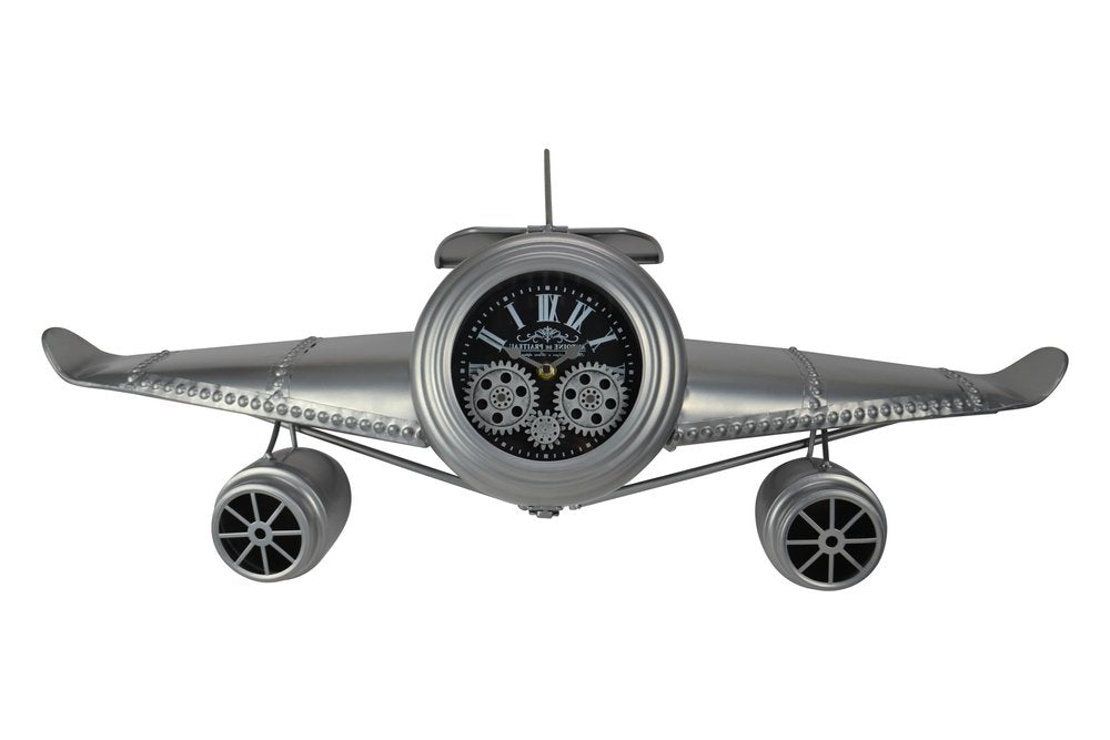 34" Black And Silver Silent Analog Exposed Gear Novelty Wall Clock HomeRoots