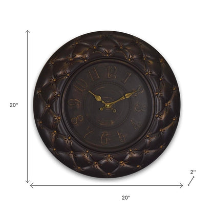 20" Brown And Gold Heavy Duty Plastic Silent Analog Round Wall Clock HomeRoots