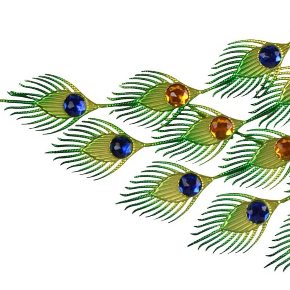 27" Gold Blue And Green Silent Analog Peacock Novelty Wall Clock — view 2